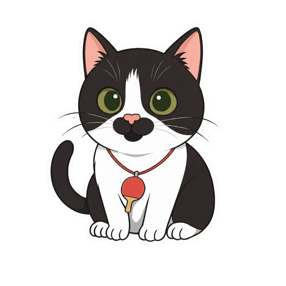 卓球をする猫